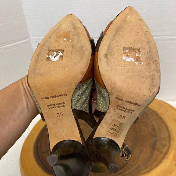 Mac collection Stenciled heart Retro leather Slingback Kitten Heels - Picture 5 of 7